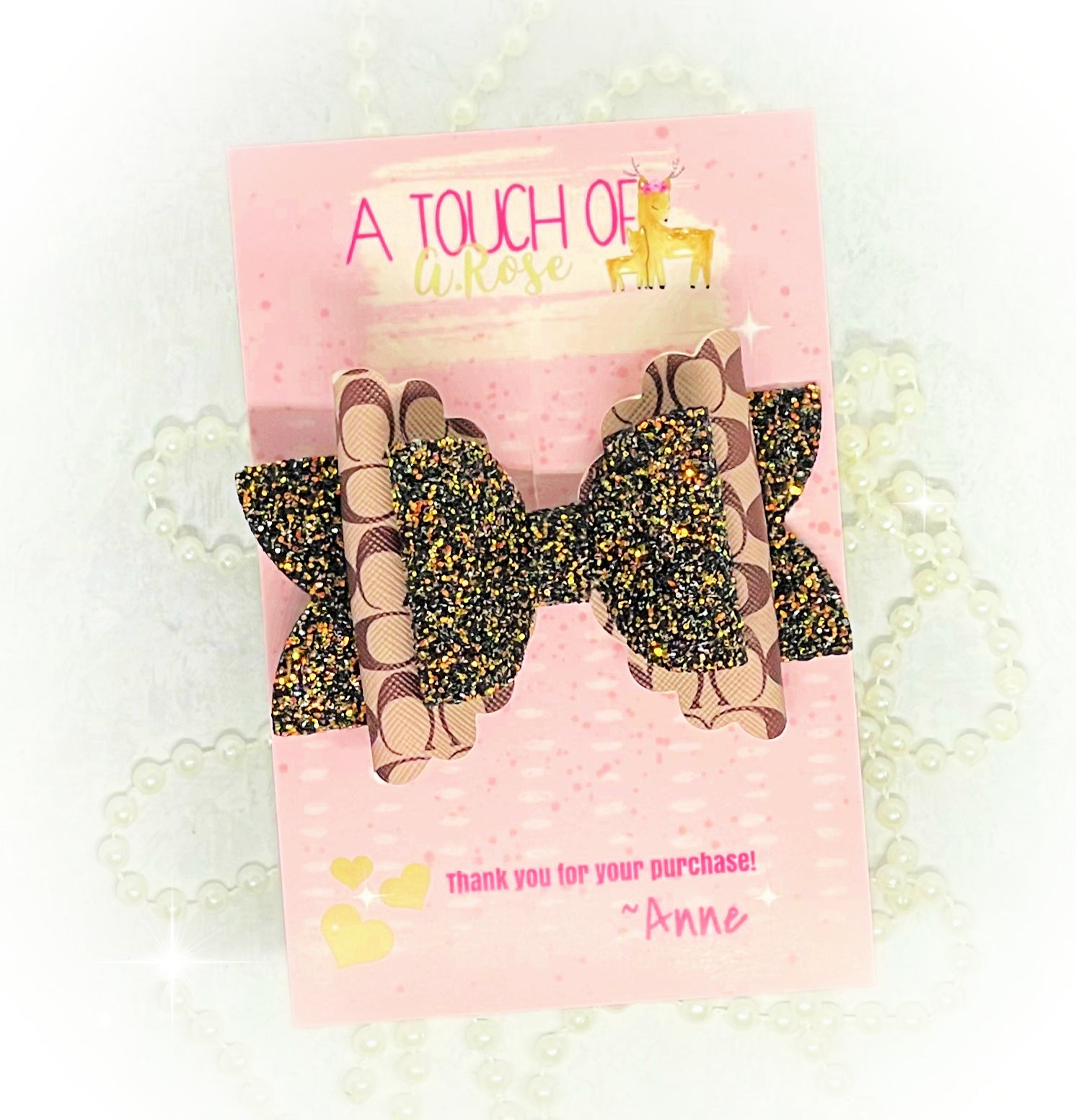 Designer Inspired Hair bow (Tan and Brown)