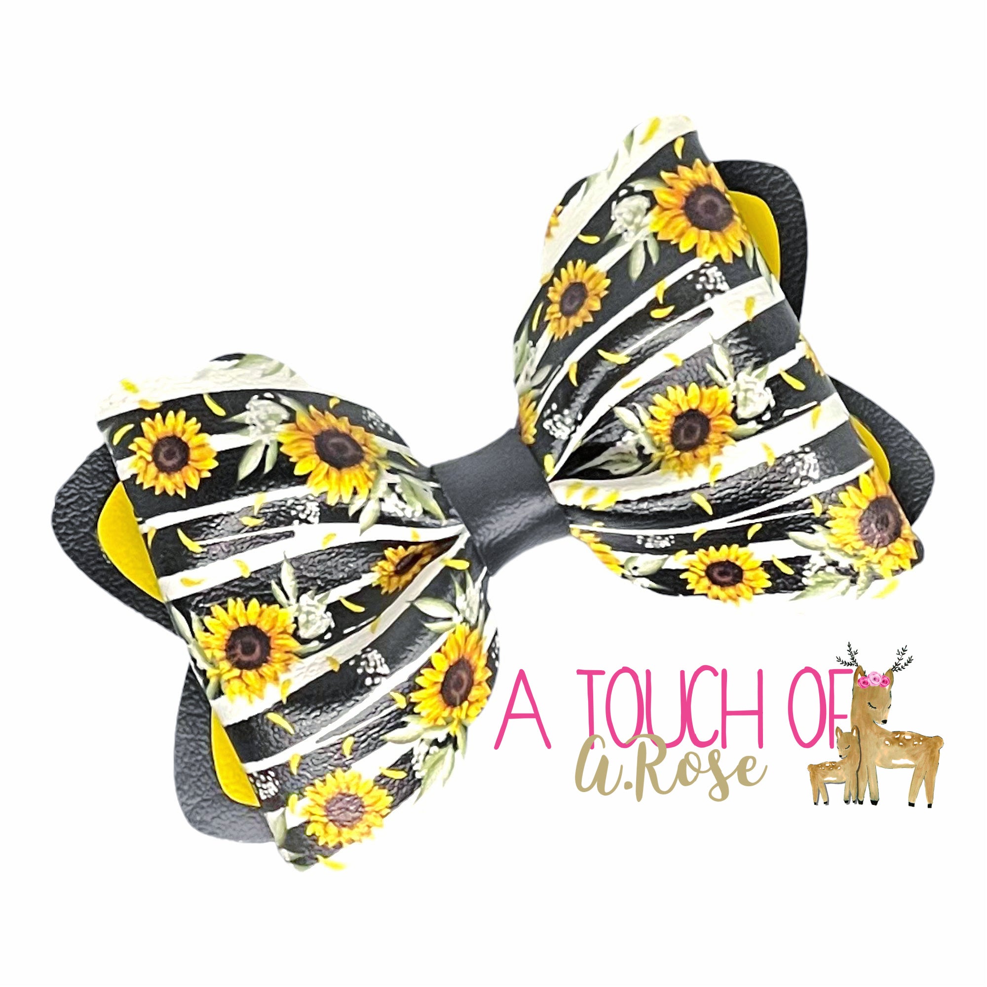 Black and White Striped Sunflower Bow